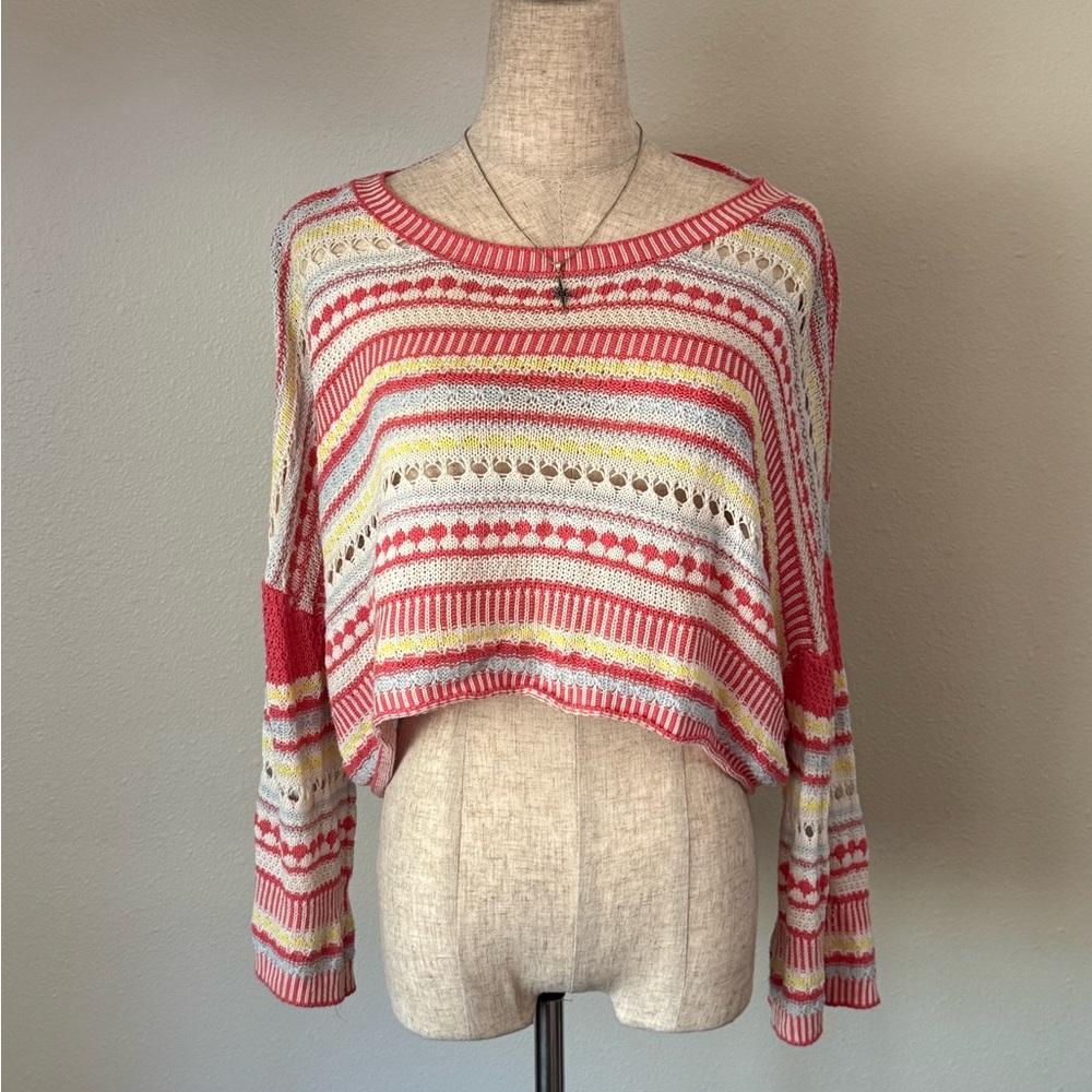 Striped Knit Cropped Sweater
